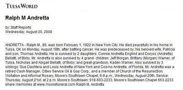 Obit For Andretta