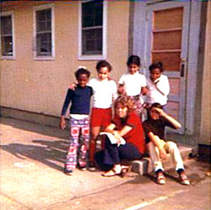 Kids in front of St. Agnes Cottage